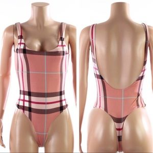 ❌SOLD❌Pink plaid bodysuit